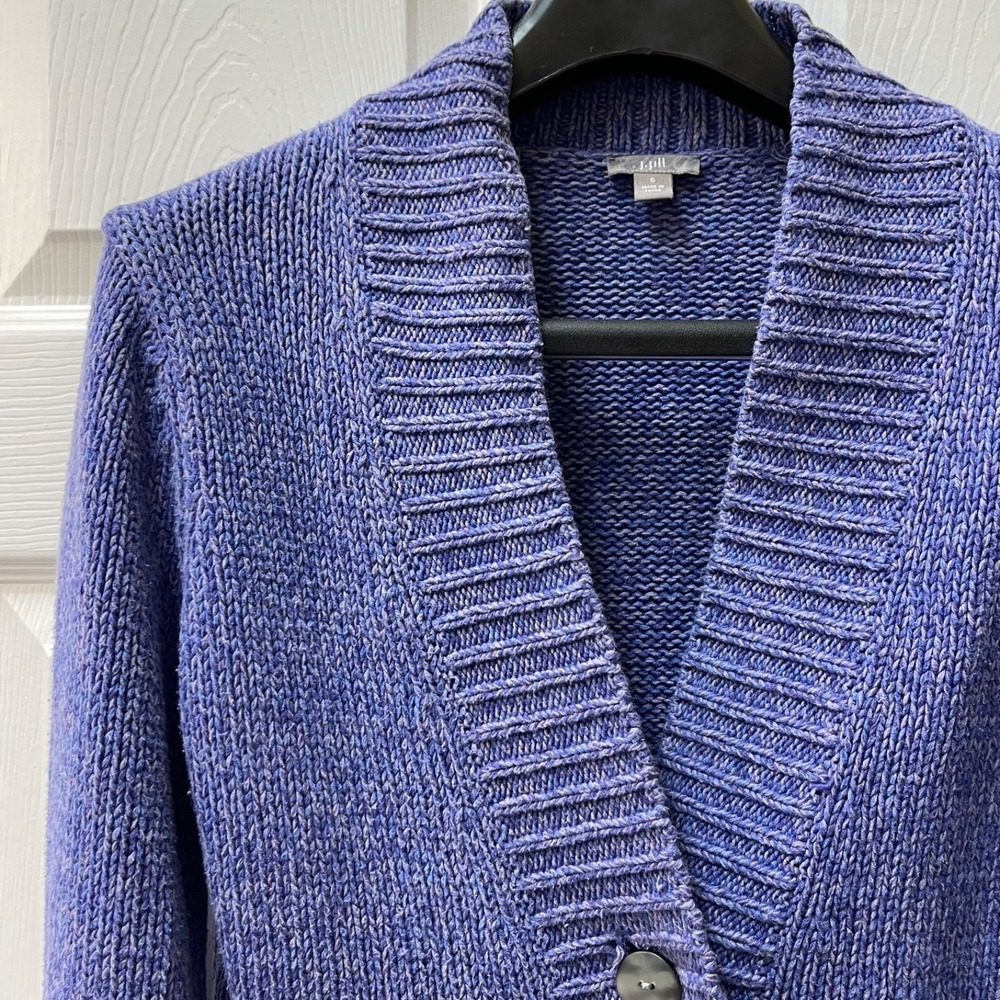 J Jill Women's Size Small Purple Heather Button Up Long Sleeve Cardigan Sweater
